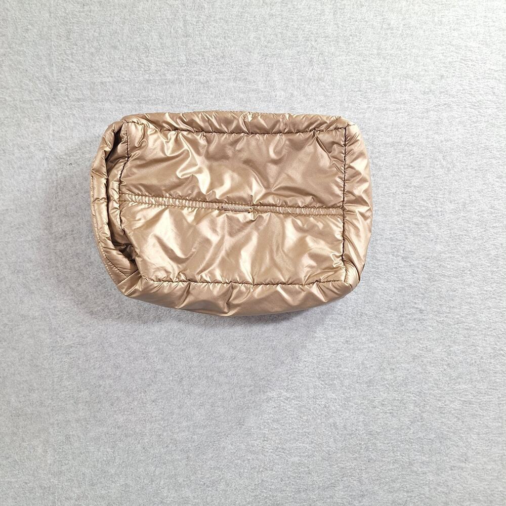 Anorak Metallic Rose Gold Puffer Cosmetic Bag Makeup Pouch Zip Quilted Clutch